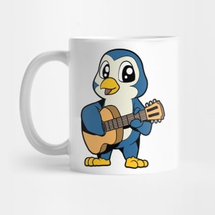 Cartoon penguin playing guitar Mug